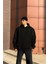 Siyah Kanguru Cepli Kapüşonlu Oversize Sweatshirt 3