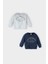 Erkek Bebek Bisiklet Yaka Baskılı İçi Yumuşak Tüylü 2'li Sweatshirt D0709A524WN 1