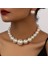 Beyaz Büyük Inci Choker Kolye Küpe Set 1