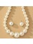 Beyaz Büyük Inci Choker Kolye Küpe Set 3