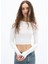 Pulse - Basic Uzun Kollu Pamuklu Nefes Alabilen Kumaş Slim Fit Ense Nakış Detaylı Beyaz Tişört 3