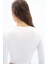 Pulse - Basic Uzun Kollu Pamuklu Nefes Alabilen Kumaş Slim Fit Ense Nakış Detaylı Beyaz Tişört 5