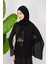 Black Polyester Shawl With Palestine Map Embroidery And The Word Palestine In Gold S100026 2