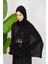 Black Polyester Shawl With Palestine Map Embroidery And The Word Palestine In Gold S100026 4