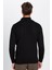 Erkek Slim Fit Dar Kesim Siyah Dik Yaka Fermuarlı Düz Hırka 5