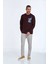 Pattern Bisiklet Yaka Erkek Sweatshirt Bordo 2