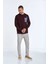 Pattern Bisiklet Yaka Erkek Sweatshirt Bordo 3