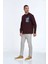 Pattern Bisiklet Yaka Erkek Sweatshirt Bordo 4