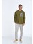 Pattern Bisiklet Yaka Erkek Sweatshirt Haki 2