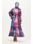 Amelya Farbalı Kuşaklı Viskon Elbise S-M-L-Xl Beden 4588AE-01 Vişne Mavi 2