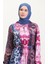 Amelya Farbalı Kuşaklı Viskon Elbise S-M-L-Xl Beden 4588AE-01 Vişne Mavi 3