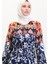 Amelya Farbalı Kuşaklı Viskon Elbise S-M-L-Xl Beden 4588AG-02 Lacivert 3