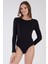 Kadın Çift Taş Işlemeli Şardonlu Ince Yumuşacık Kumaş Siyah Thermal Çıtçıtlı Body C2T0N0O903 1