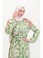 Amelya Farbalı Kuşaklı Viskon Elbise S-M-L-Xl Beden 4588AB-02 Yeşil 3