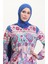 Amelya Farbalı Kuşaklı Viskon Elbise S-M-L-Xl Beden 4588AD-01 Turkuaz Kırmızı 3