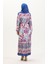 Amelya Farbalı Kuşaklı Viskon Elbise S-M-L-Xl Beden 4588AD-01 Turkuaz Kırmızı 5