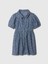 Kız Bebek Koyu Mavi Paddington Desenli Chambray Elbise 1