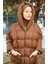 Kapitone Fermuarlı Şişme Mont 7001-07 Koyu Taba 5