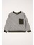 Bisiklet Yaka Tek Cepli Çizgili Haki Renk Erkek Çocuk Çizgili Sweatshirt 1