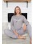 Kadın Bisiklet Yaka Bilek Manşet/lastikli 2 Iplik Cepli Kışlık Jogger Eşofman Pijama Takımı Homewear 2