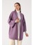 Koyu Lila-Yarasa Kollu Oversize Hırka 1