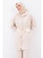 Açık Bej-Saten Garnili Kapüşonlu Hırka 1