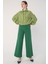 YEŞIL-%100 Pamuk Bol Paça Cepli Pantolon 1