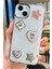 Apple iPhone 14 Plus & iPhone 15 Plus Uyumlu 3D Taş Kurdele Kelebek Kalp Işleme Motifli Sert Kapak 1