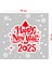 Happy New Year 2025 Yazısı Kar Taneleri ve Yılbaşı Vitrin Stickerları 70X70CM 2