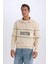 Relax Fit Dik Yaka Fermuarlı Baskılı Kalın Sweatshirt D2166AX24AU 3