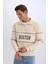 Relax Fit Dik Yaka Fermuarlı Baskılı Kalın Sweatshirt D2166AX24AU 4