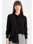 Regular Fit Basic Düz Uzun Kollu Siyah Gömlek Z6472AZ24AU 1