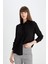 Regular Fit Basic Düz Uzun Kollu Siyah Gömlek Z6472AZ24AU 4