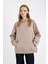 Oversize Geniş Kalıp Kapüşonlu Kanguru Cepli Kalın Basic Düz Sweatshirt C7805AX24WN 3