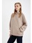 Oversize Geniş Kalıp Kapüşonlu Kanguru Cepli Kalın Basic Düz Sweatshirt C7805AX24WN 4