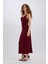 Yılbaşı Temalı Bodycon Vücudu Saran Degaje Yaka Askılı Maxi Bordo Elbise E1902AX24WN 6