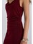 Yılbaşı Temalı Bodycon Vücudu Saran Degaje Yaka Askılı Maxi Bordo Elbise E1902AX24WN 7