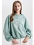 Relax Fit Kapüşonlu Baskılı Etek Ucu Lastikli Kalın Sweatshirt C4073AX23CW 1