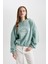 Relax Fit Kapüşonlu Baskılı Etek Ucu Lastikli Kalın Sweatshirt C4073AX23CW 4