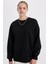 Okula Dönüş Oversize Geniş Kalıp Bisiklet Yaka Basic Düz Kalın Sweatshirt Y1346AZ24WN 1