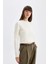 Regular Fit Bisiklet Yaka Premium Basic Düz Crop Triko Kazak C9047AX24WN 3