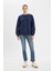 Oversize Geniş Kalıp Bisiklet Yaka Kalın Basic Düz Sweatshirt Y1346AZ24WN 2