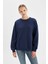 Oversize Geniş Kalıp Bisiklet Yaka Kalın Basic Düz Sweatshirt Y1346AZ24WN 3