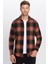 Erkek Slim Fit Dar Kesim Oduncu Kareli Kışlık Gömlek 5