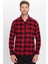 Erkek Slim Fit Dar Kesim Oduncu Düğmeli Yaka Kareli Kışlık Gömlek 4