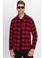 Erkek Slim Fit Dar Kesim Oduncu Düğmeli Yaka Kareli Kışlık Gömlek 5