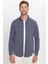 Erkek Slim Fit Dar Kesim Pamuklu Çizgili Düğmeli Yaka Gömlek 5