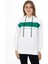 Yeşil Şerit Detaylı Uni Beyaz Kapüşonlu Sweatshirt 1
