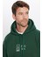 Oversize Geniş Kesim Pamuklu Yumuşak Dokulu İçi Polarlı Baskılı Yeşil Kapüşonlu Sweatshirt 3