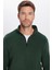 Standart Fit Rahat Kesim Tüylenme Yapmayan Soğuk Geçirmez Dik Yaka Haki Polar Sweatshirt 1